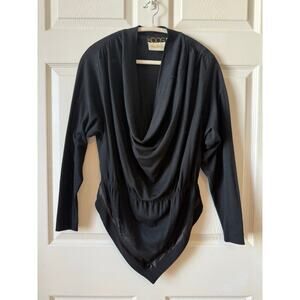 Vintage 1980s Koos van den Akker 100% Wool Cowl Neck Basque Avante Garde Top